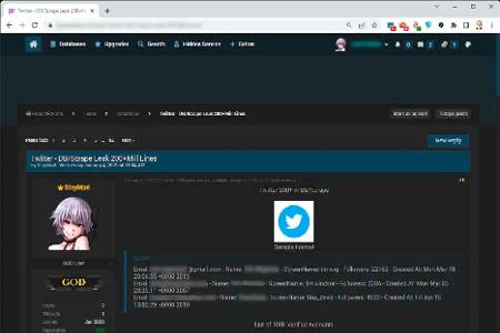 Über 200 Millionen Twitter-Accounts sollen in diesem Anfang Januar in einem Hacker-Forum zum Kauf angebotenen Paket stecken. Eine kleine Kostprobe der Daten gibt es gratis.