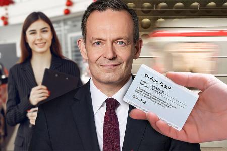 Volker Wissing FDP Collage 49 Euro Ticket Neuwagen Kauf Volker Wissing FDP Collage 49 Euro Ticket Neuwagen Kauf