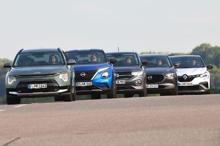 Kia Niro, Mazda CX-30, Nissan Juke, Renault Captur, VW T-Cross