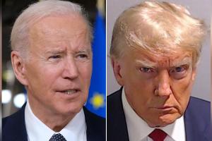 Joe Biden scherzt über Polizeifoto von Donald Trump