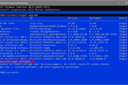 Microsofts Paketmanager Winget bietet die Möglichkeit, sämtliche installierten Programme auf dem Computer gleichzeitig zu aktualisieren. Vor diesem Vorgang wird angezeigt, welche Programme Updates benötigen und wie viele Updates verfügbar sind.
