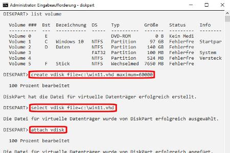 Erstellung, Auswahl und Zuweisung: Die Erzeugung einer virtuellen Festplatte erfolgt zügig und die Konfiguration ist rasch durchgeführt. Daraufhin kann ein zusätzliches Betriebssystem problemlos installiert werden.