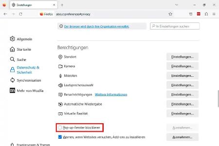 Um lokale Dateien in Excel Online direkt per Doppelklick laden zu können, müssen Sie in Firefox Pop-up- Fenster erlauben oder für die Office-Anwendungen eine Ausnahme definieren.