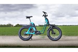 Ebike, Fatbike, breite Reifen, türkis, Landschaft