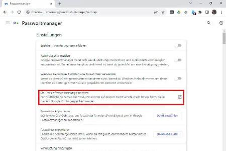 Chrome ermöglicht es, Passwörter bereits lokal auf Ihrem Computer zu verschlüsseln. Dadurch sind diese bereits bei der Übertragung auf die Google-Server geschützt, und nur Sie können die Daten lesen.