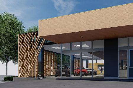 The Crown Flagship Dealership Händler Showroom Design-Skizze Sketch