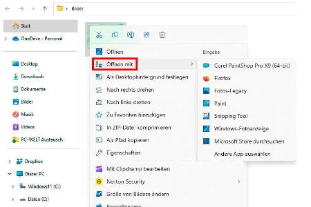 Normalerweise entspricht die von Windows vorgeschlagene Software, wenn Sie im Kontextmenü auf 