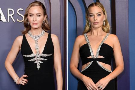 Emily Blunt und Margot Robbie tragen fast identisches Kleid Emily Blunt und Margot Robbie tragen fast identisches Kleid