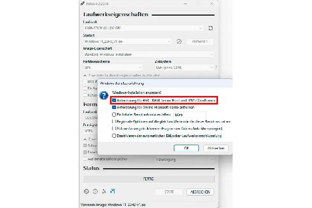 Rufus kann USB-Installationssticks nach Bedarf so einrichten, dass Windows 11 anschließend zwangsläufig im UEFI-Modus ausgeführt wird. Darüber hinaus umgeht dieses Tool mühelos die strengen Hardwareanforderungen von Microsoft.
