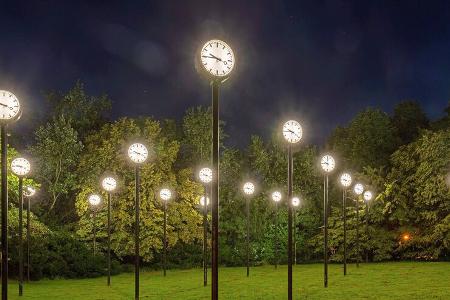 Uhren, Lampen, Beleuchtung, Bahnhof, Nacht