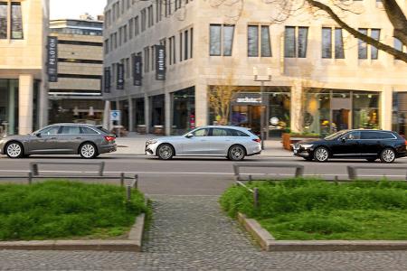 Audi A6 Avant, Mercedes E220d T, Volvo V90