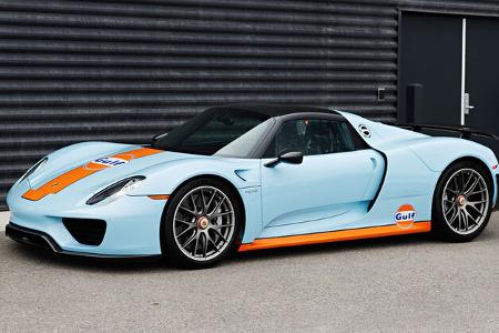 Porsche 918 Weissach Gulf-Lackierung (2015) Exterieur Porsche 918 Weissach Gulf-Lackierung (2015) Exterieur