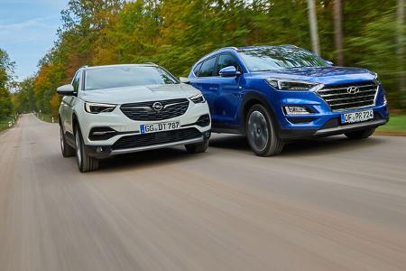 Hyundai Tucson 2.0 CRDi, Opel Grandland X 2.0 D, Exterieur