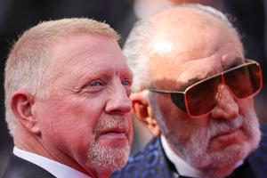 Boris Becker mit "Ersatzvater" Tiriac auf dem roten Teppich in Cannes