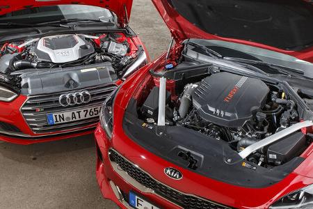 Audi S5 Sportback, Kia Stinger GT 3.3 T-GDI AWD, Motorraum