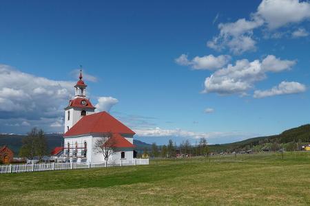 Dorf, Kirche, Wiese, Himmel, Romantisch