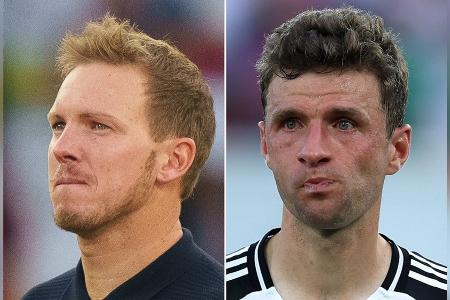 Julian Nagelsmann und Thomas Müller kämpfen nach EM-Aus mit den Tränen Julian Nagelsmann und Thomas Müller kämpfen nach EM-Aus mit den Tränen