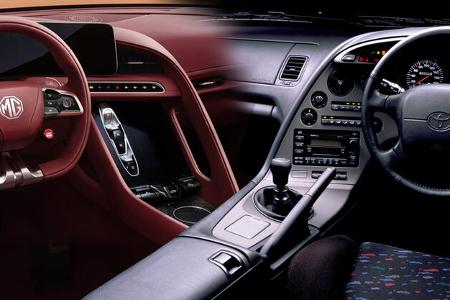 MG Cyberster Interieur Vergleich Toyota Supra Collage 2023