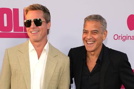 Brad Pitt und George Clooney: Spaß bei Premierenfeier in Los Angeles Brad Pitt und George Clooney: Spaß bei Premierenfeier in Los Angeles