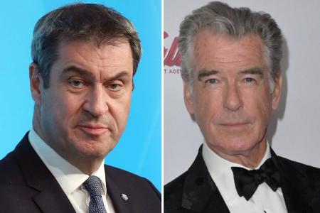 Selfie mit Pierce Brosnan: Markus Söder besucht Selfie mit Pierce Brosnan: Markus Söder besucht