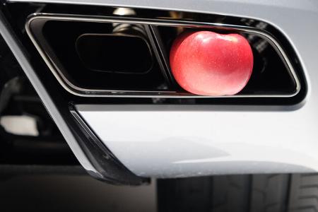 New York Auto Show Auspuff Apfel Fake Test