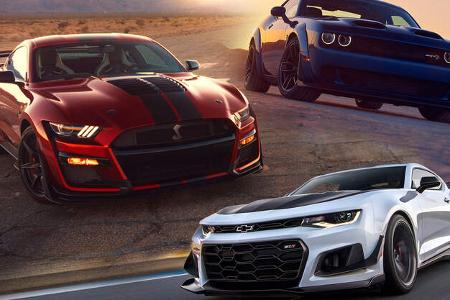 01/2019, Kaltvergleich Ford Mustang Shelby GT500 vs Chevrolet Camaro ZL1 vs. Dodge Challenger SRT Hellcat 01/2019, Kaltvergleich Ford Mustang Shelby GT500 vs Chevrolet Camaro ZL1 vs. Dodge Challenger SRT Hellcat