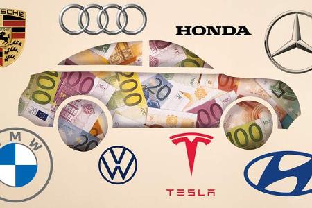 Papierauto und Euro-Scheine