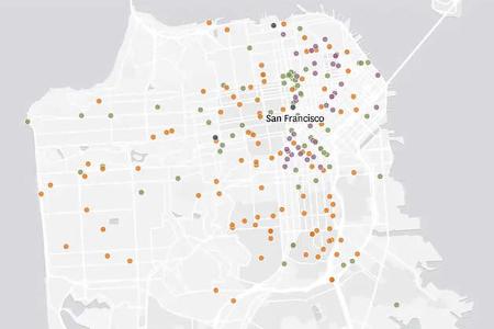 Karte Unfälle Robotaxis fahrerlose Autos San Francisco seit 2022 Karte Unfälle Robotaxis fahrerlose Autos San Francisco seit 2022