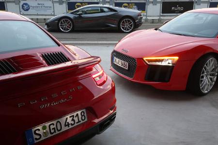 Porsche 911 Turbo S, Lamborghini Huracán LP 610-4, Audi R8 V10 Plus