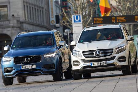 Mercedes GLE 500e, Volvo XC90 T8, Frontansicht Mercedes GLE 500e, Volvo XC90 T8, Frontansicht