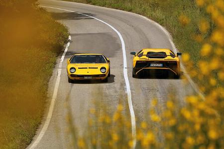 Lamborghini Miura und Aventador, Impressionen, Generationen-Treffen