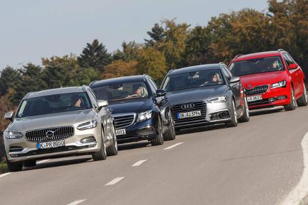 Mercedes E 220 d T, Skoda Superb Combi 2.0 TDI, Volvo V90 D4, Audi A6 Avant 2.0 TDI