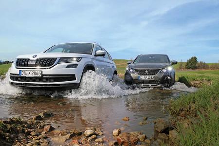 Peugeot 5008 BlueHDi 180 GT, Skoda Kodiaq 2.0 TDI 4x4, Frontansicht