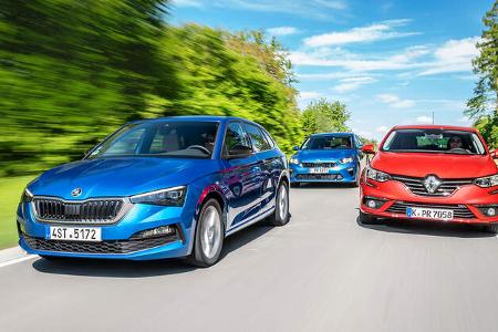 Kia Ceed 1.4 T-GDI, Renault Mégane TCe 140, Skoda Scala 1.5 TSI ACT, Exterieur Kia Ceed 1.4 T-GDI, Renault Mégane TCe 140, Skoda Scala 1.5 TSI ACT, Exterieur