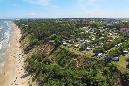 Panorama, KŸste, Meer, Strand, HŸgel, BŠume, Wiese, Campingplatz, Caravans