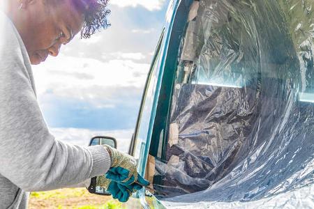 Selbstausbau Renault Master - Fensterausschnitt