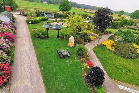 Vogelperspektive, Garten, Blumenbeete, BŠume, Malerisch