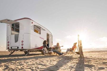 Außenansicht, Strand, Wohnwagen Außenansicht, Strand, Wohnwagen