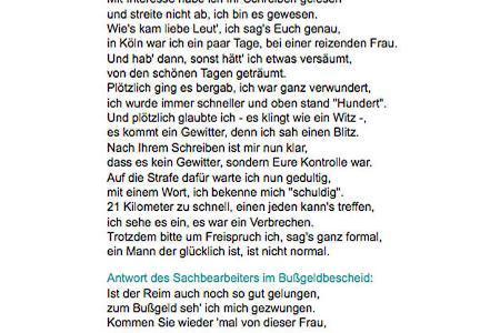 lustige Ausreden Bußgeld