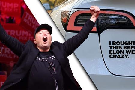 Elon Musk Trump Make America Great Again Model Y Sticker Collage Elon Musk Trump Make America Great Again Model Y Sticker Collage