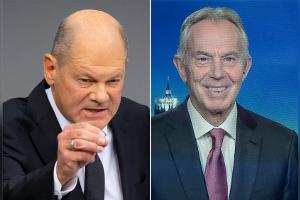 Olaf Scholz und Tony Blair bei Sandra Maischberger