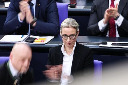 Die AfD-Fraktionsvorsitzende, Alice Weidel, hatte sich am Mittwoch über das Ergebnis der Abstimmung zum 5-Punkte-Plan von Merz gefreut. Am Freitag blieb ihrer Fraktion nur Abwarten, während Abgeordnete anderer Fraktionen miteinander berieten.
