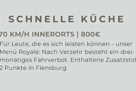 Bußgeldkatalog Speisekarte