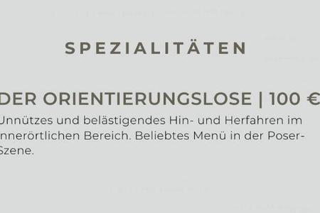 Bußgeldkatalog Speisekarte