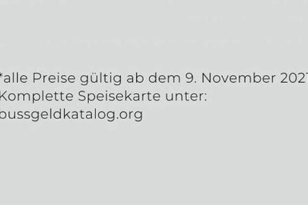 Bußgeldkatalog Speisekarte