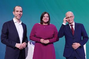 Sie treten bei der Bürgerschaftswahl als Kandidaten zum Bürgermeister an: Dennis Thering für die CDU, Katharina Fegebank für die SPD und Peter Tschentscher für die SPD. (Archivbild)