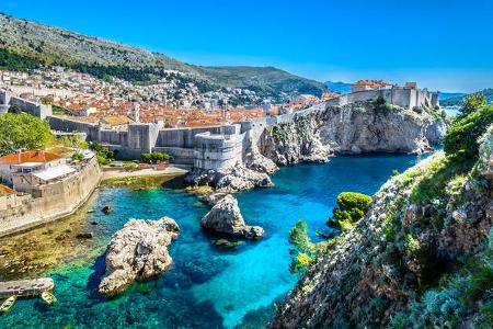 Sicht auf Dubrovnik in Kroatien, Burg, Stadt, Meer