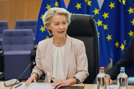 Ursula von der Leyen bei einem Treffen mit Industrievertretern. Ursula von der Leyen bei einem Treffen mit Industrievertretern.