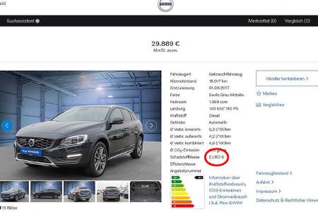 02/2019, Screenshots Recherche Abgasnorm-Angabe Hersteller-Websites