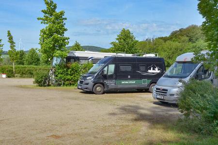 Stellplatz, BŸsche, BŠume, Caravans, Himmel